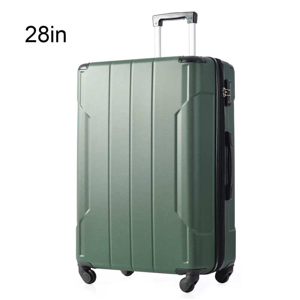 1Pc 28In Expandable Lightweight Spinner Suitcase with Corner Guards - Green