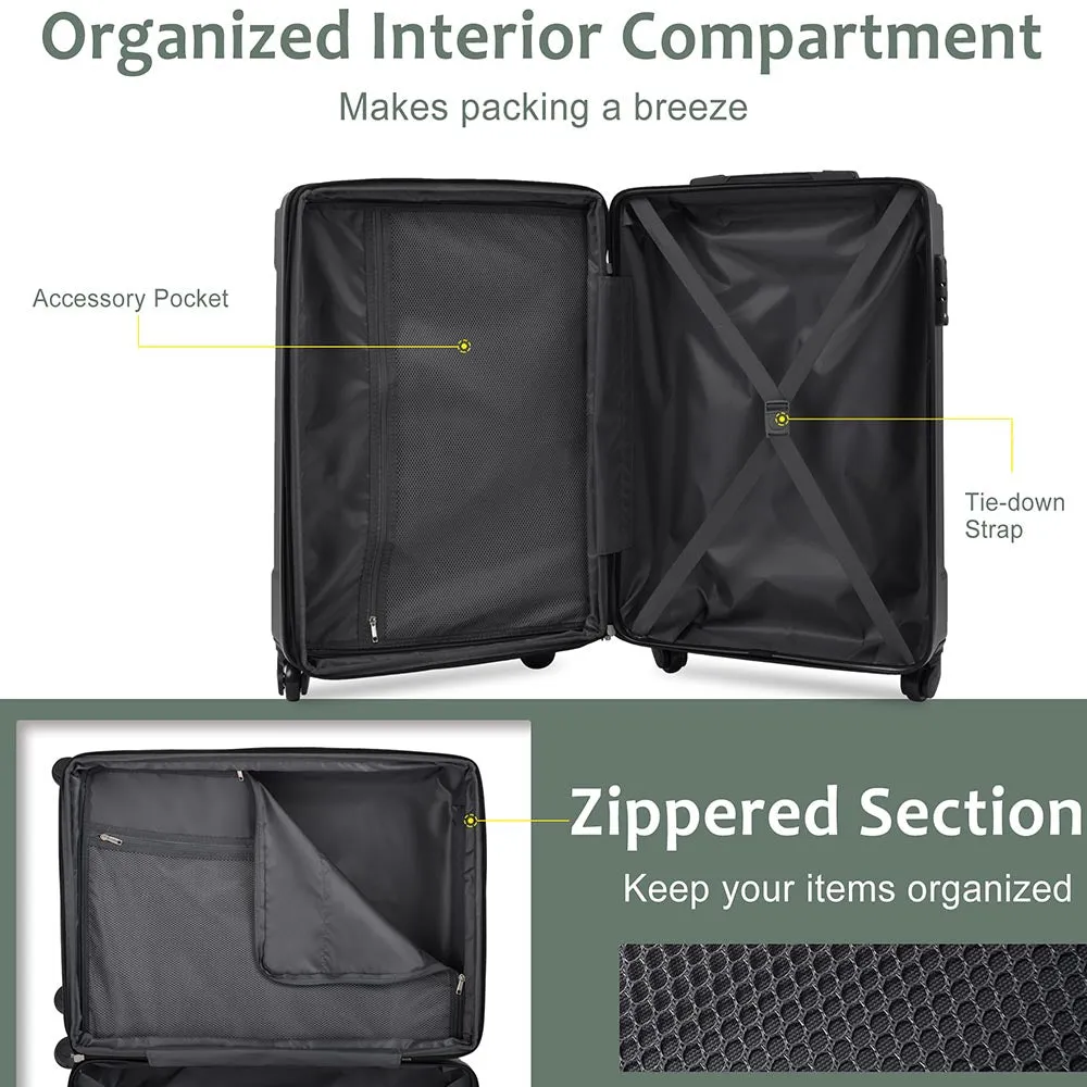 1Pc 28In Expandable Lightweight Spinner Suitcase with Corner Guards - Green