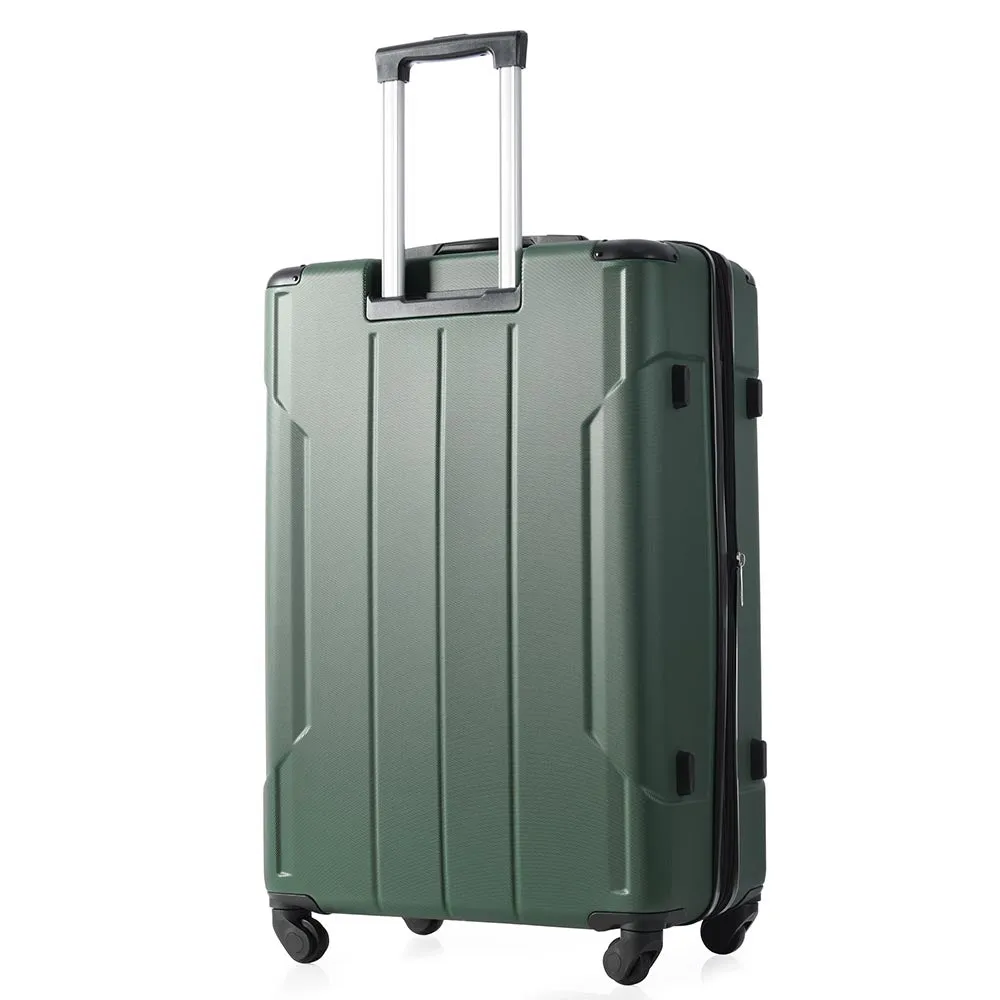 1Pc 28In Expandable Lightweight Spinner Suitcase with Corner Guards - Green