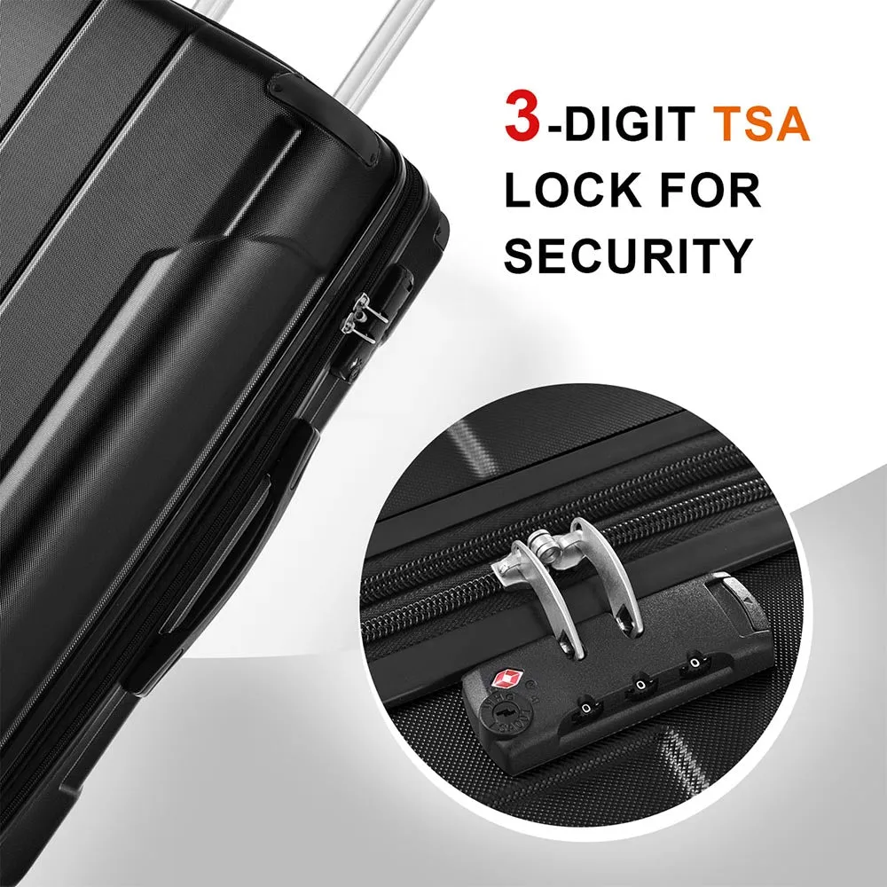 20In Expandable Lightweight Spinner Suitcase with Corner Guards - Black Corner Protectors