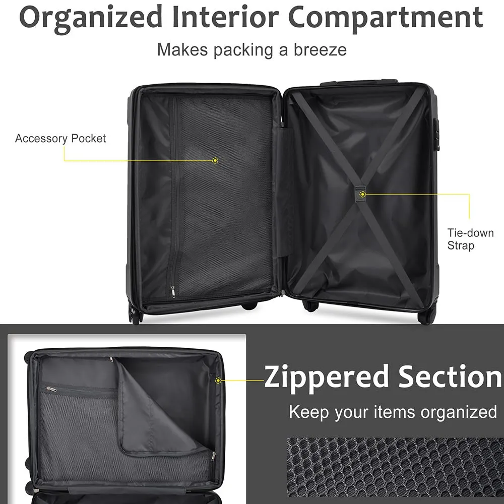 20In Expandable Lightweight Spinner Suitcase with Corner Guards - Black Corner Protectors