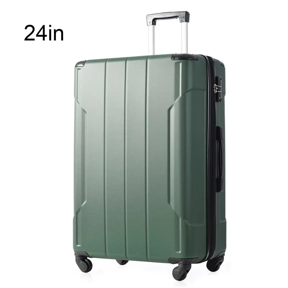 24In Expandable Lightweight Spinner Suitcase with Corner Guards - Green