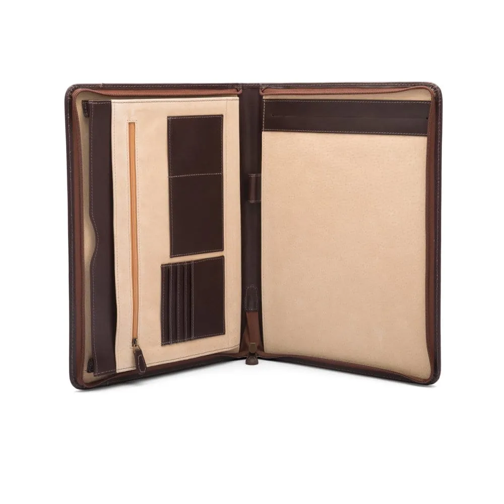 A4 Leather Notepad Folder - Brown