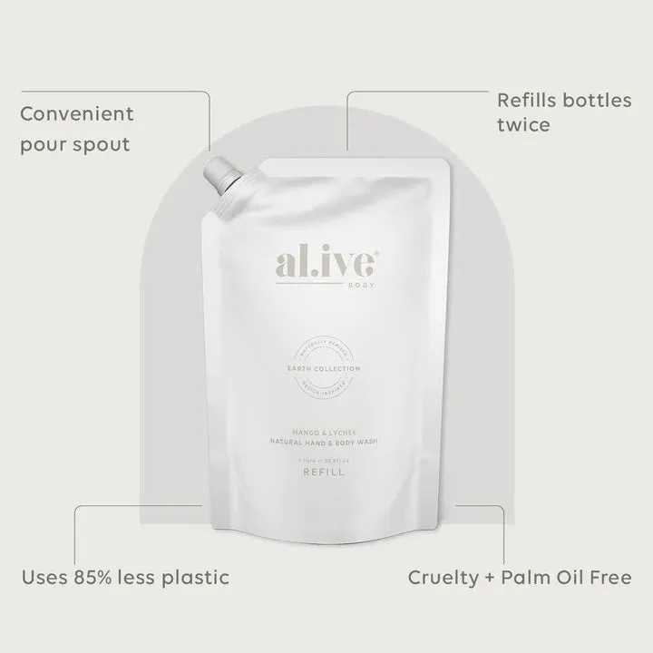 Al.ive Body 1 Litre Wash Refill - Mango & Lychee