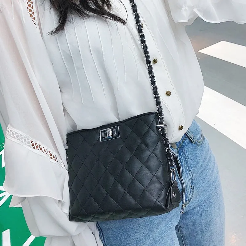 Back to College Newly Arrived 2020 Fashion Plaid Handbags High quality PU Leather Women bag Simple Wild Chain Tote Shoulder bags Crossbody bag