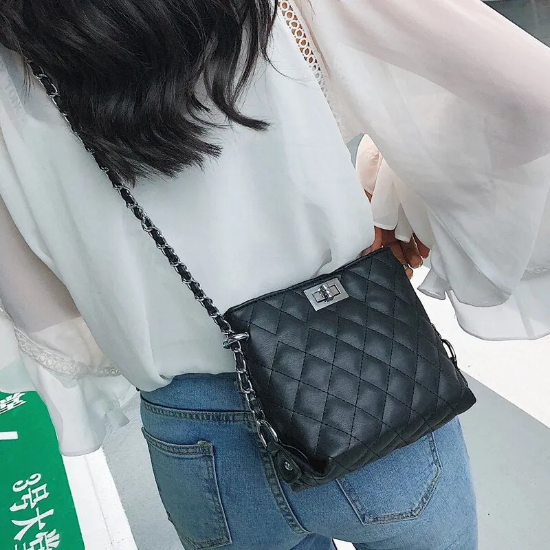 Back to College Newly Arrived 2020 Fashion Plaid Handbags High quality PU Leather Women bag Simple Wild Chain Tote Shoulder bags Crossbody bag