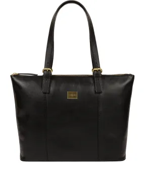 'Bianca' Italian-Inspired Black Leather Tote Bag