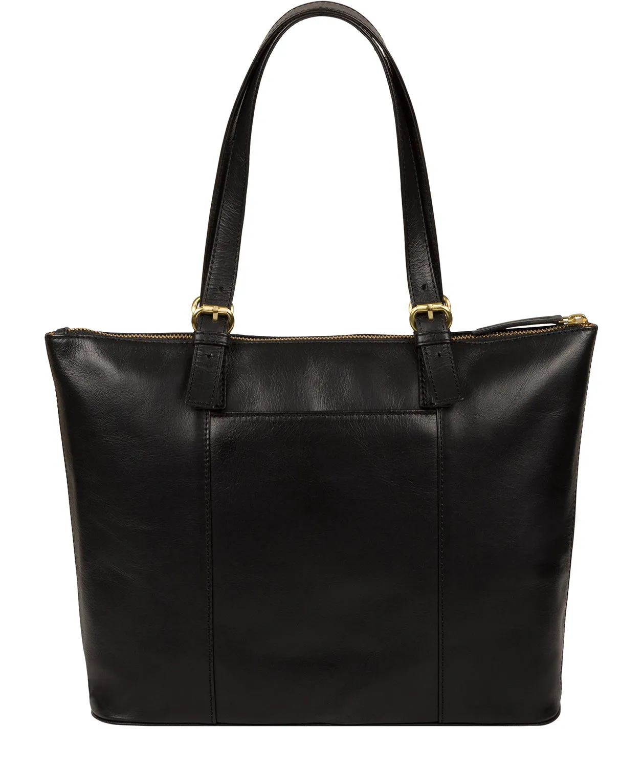 'Bianca' Italian-Inspired Black Leather Tote Bag