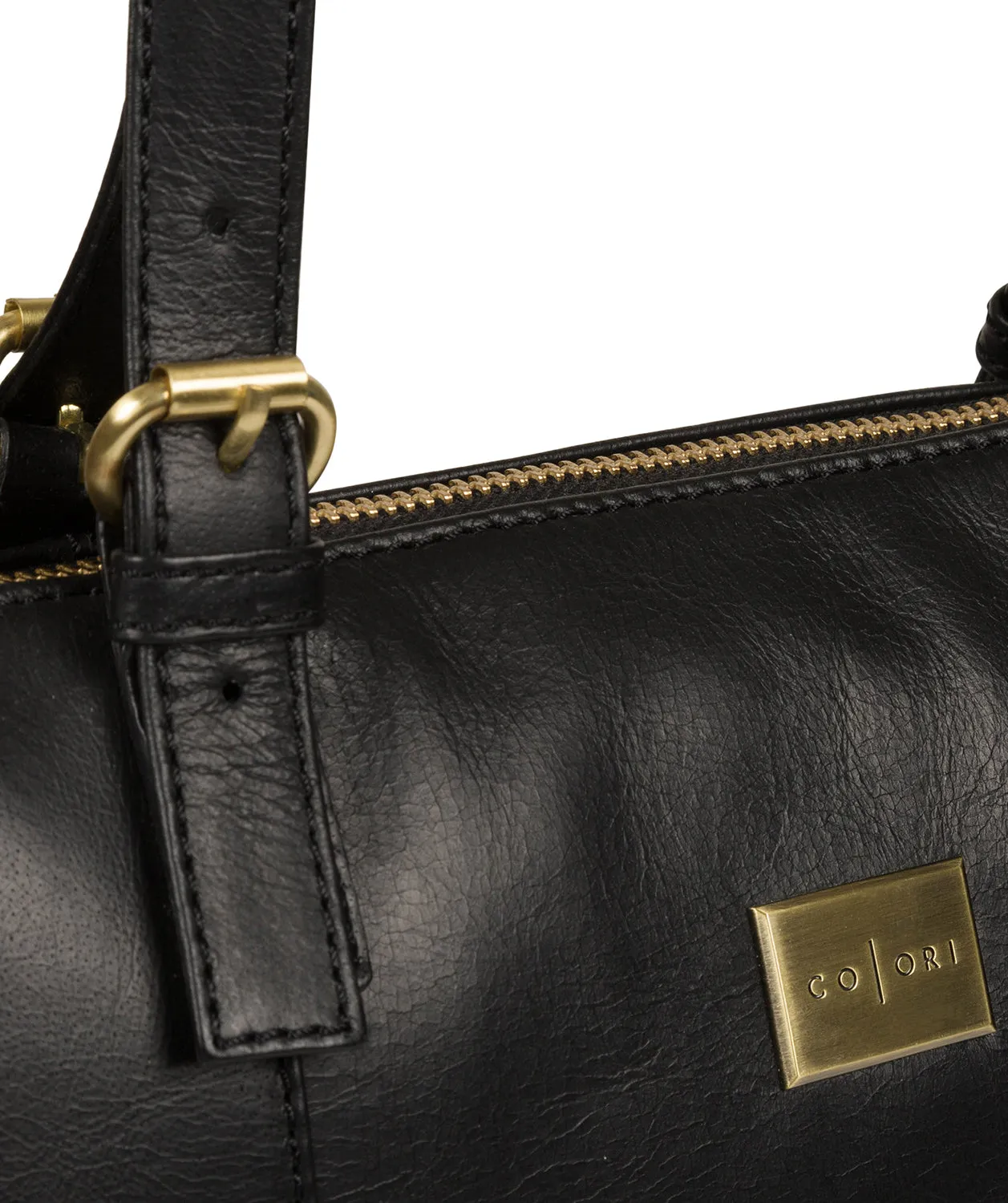 'Bianca' Italian-Inspired Black Leather Tote Bag