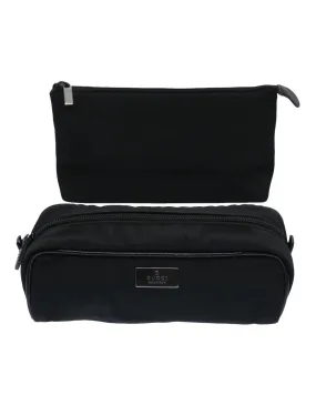 Black Canvas 2-Piece Pouch Set by Italian Designer