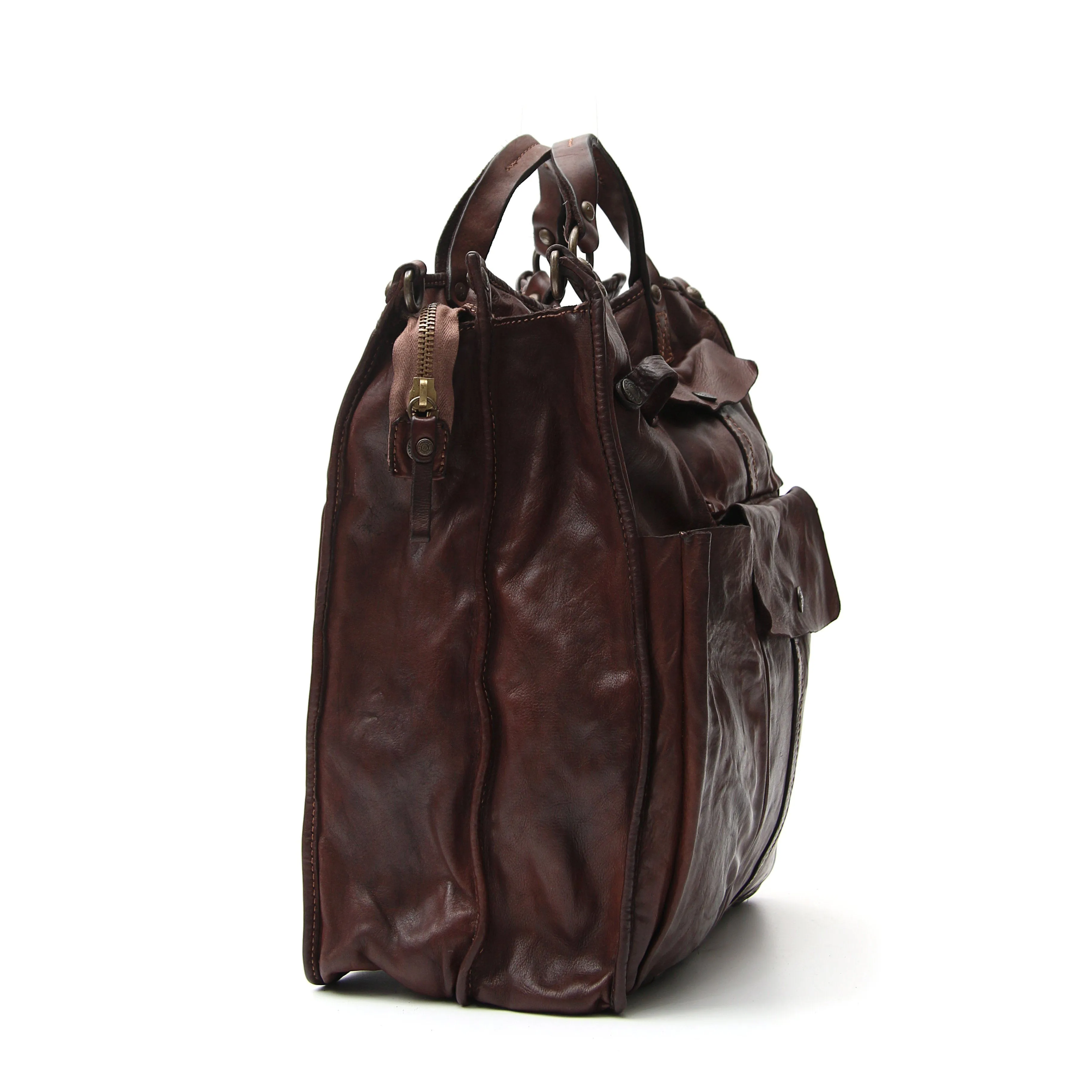 Campomaggi Large Shopper Leather Bag, Dark Brown