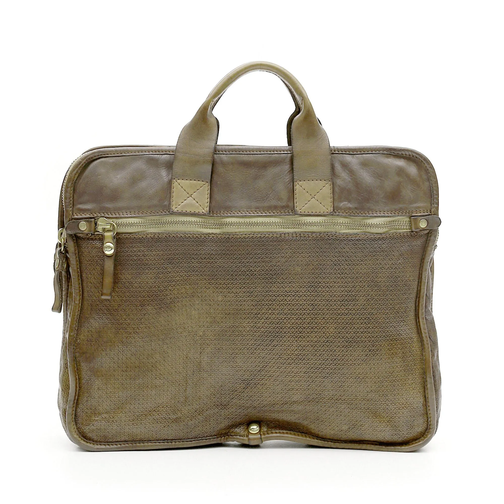 Campomaggi Leather Hexagonal Briefcase, Military Green