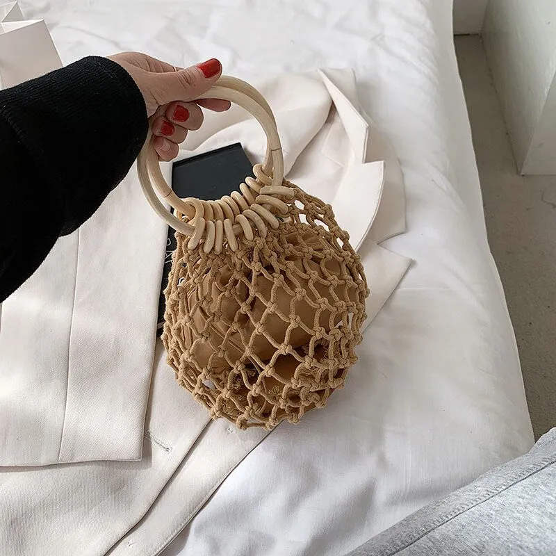 Christmas Gift с доставкой Round Handle Design Straw Crossbody Bag for Women 2021 Branded Simple Trendy Luxury Summer Handbags Female Travel