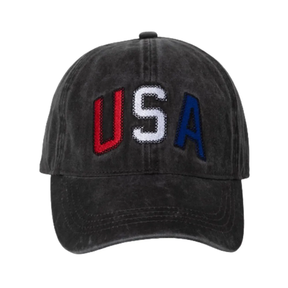 David and Young Womens "USA" Embroidered Cotton Baseball Cap