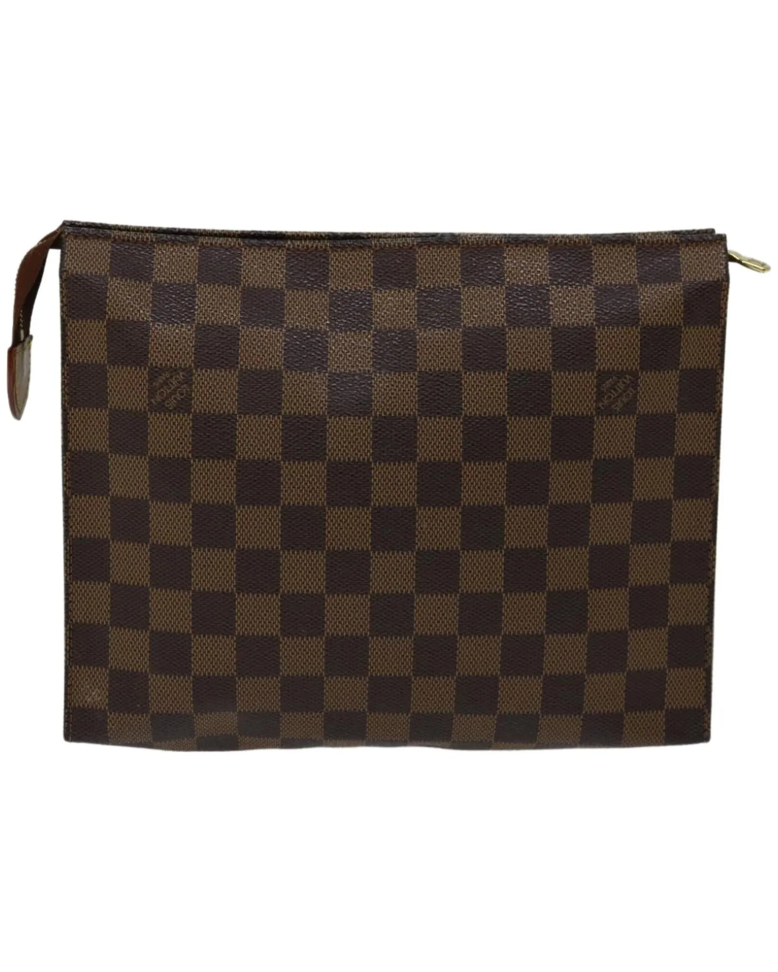 Designer Damier Ebene Toiletry Pouch with Zipper Closure