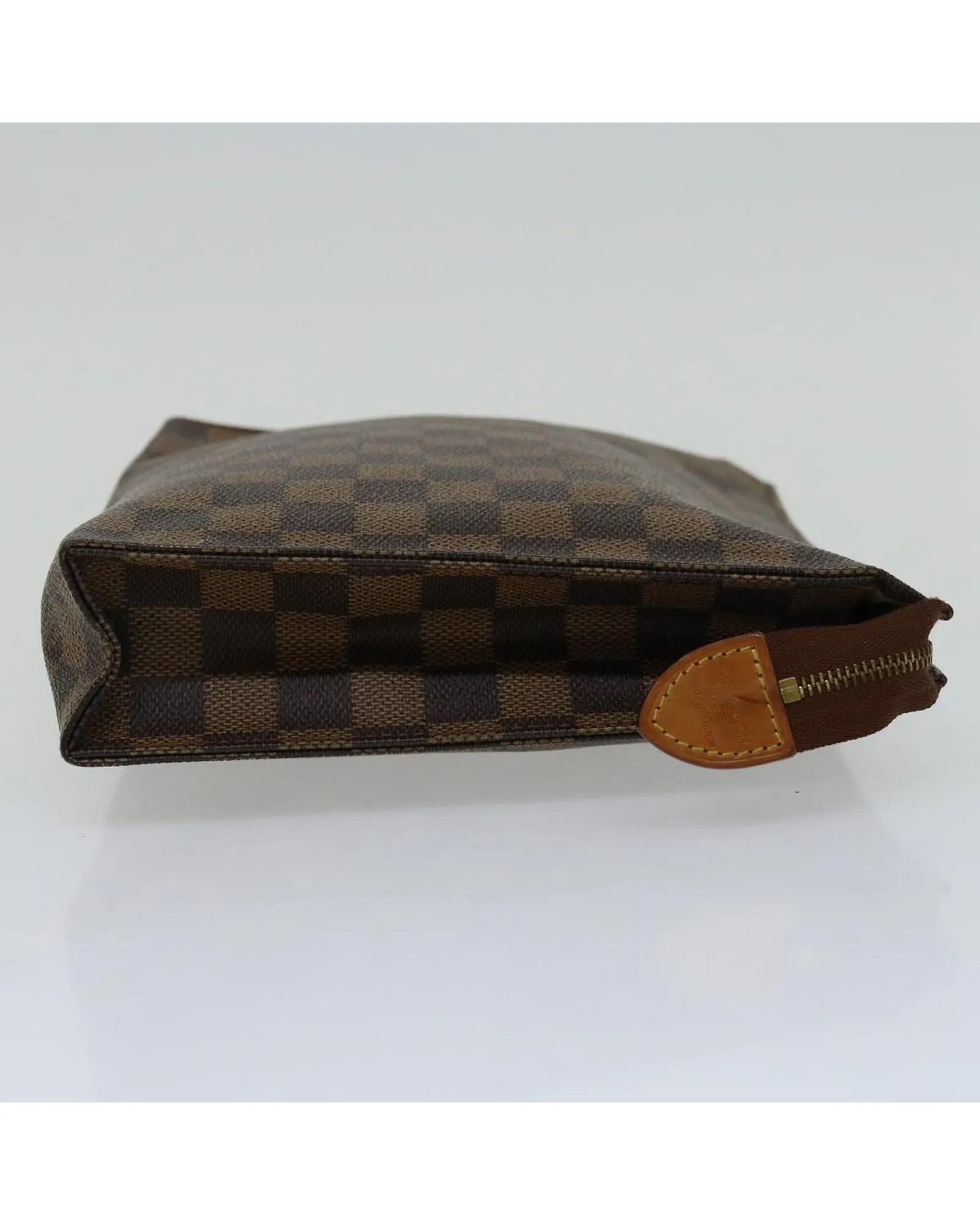 Designer Damier Ebene Toiletry Pouch with Zipper Closure