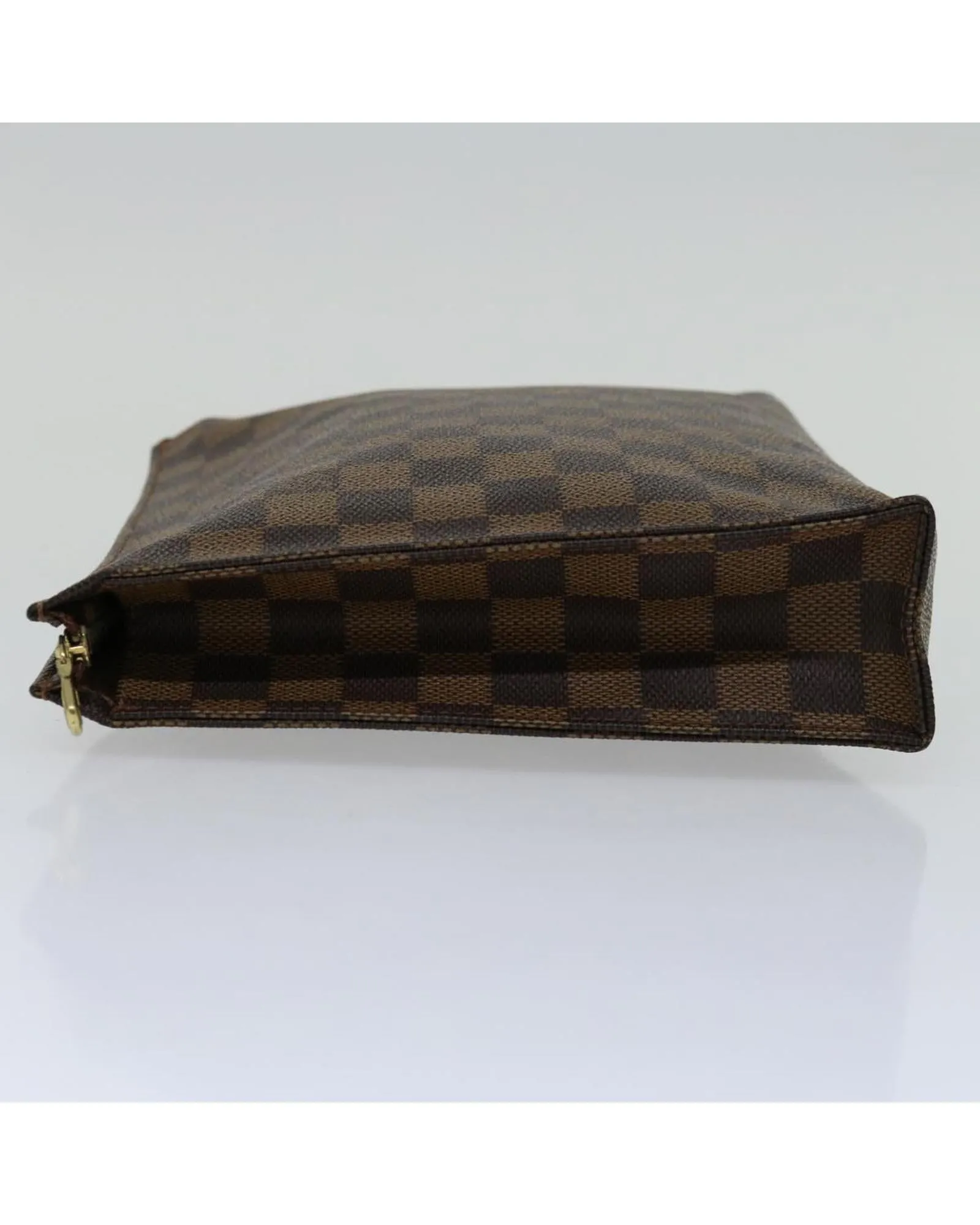 Designer Damier Ebene Toiletry Pouch with Zipper Closure