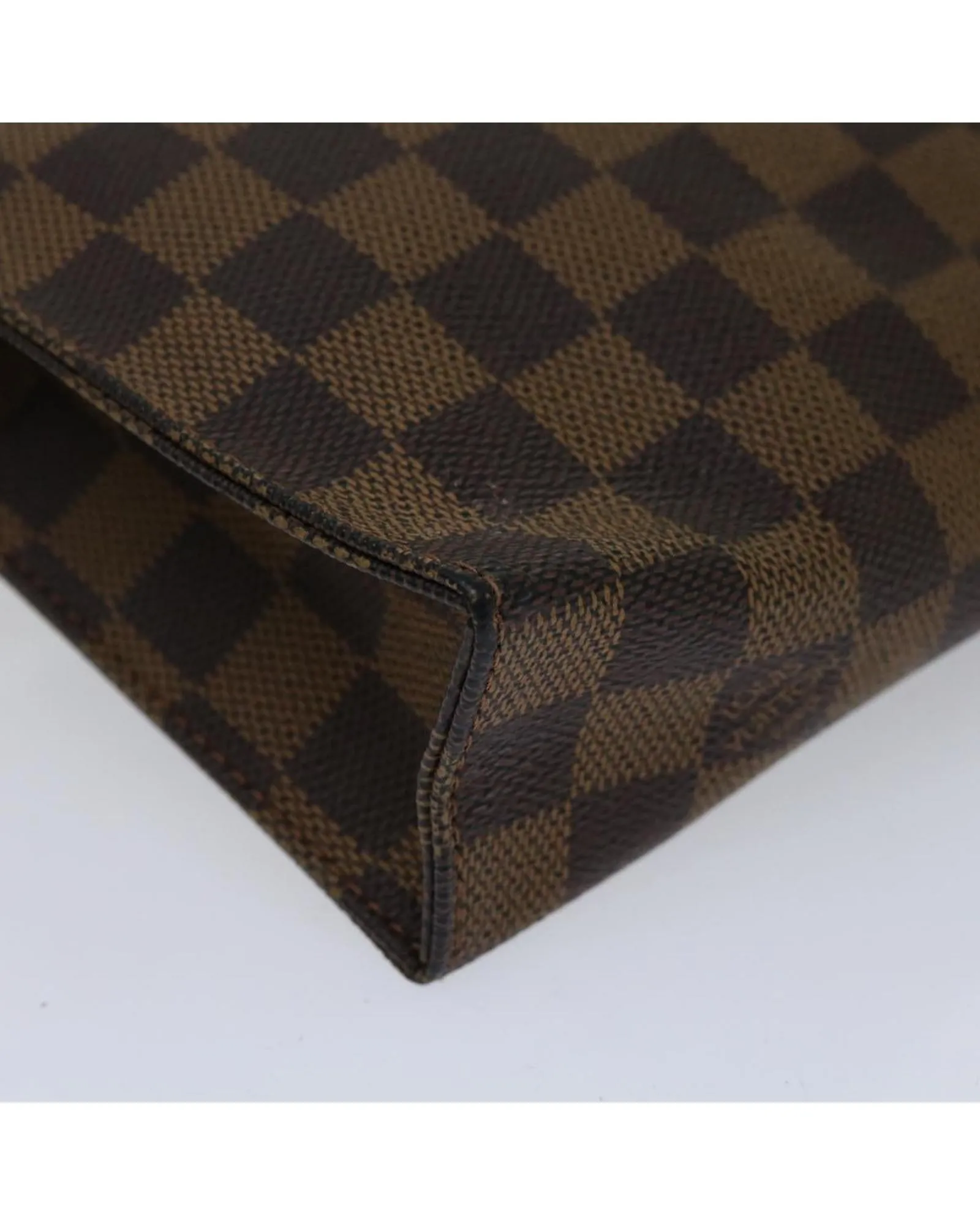 Designer Damier Ebene Toiletry Pouch with Zipper Closure