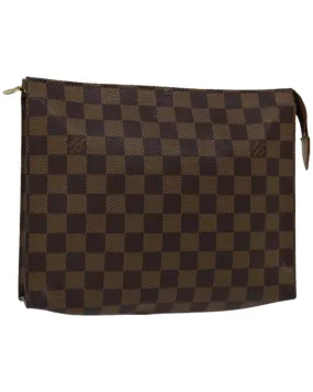 Designer Damier Ebene Toiletry Pouch with Zipper Closure