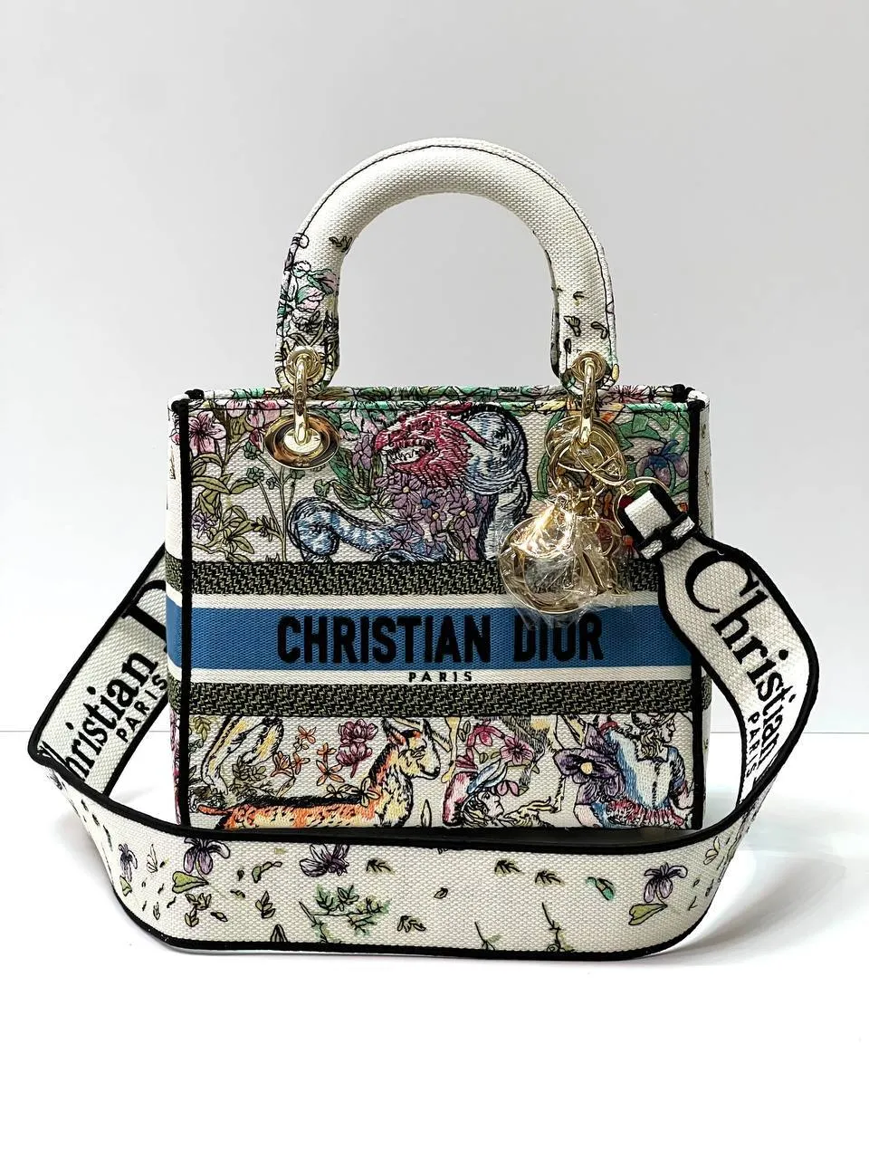 Dior MEDIUM LADY D-LITE BAG Latte Multicolor