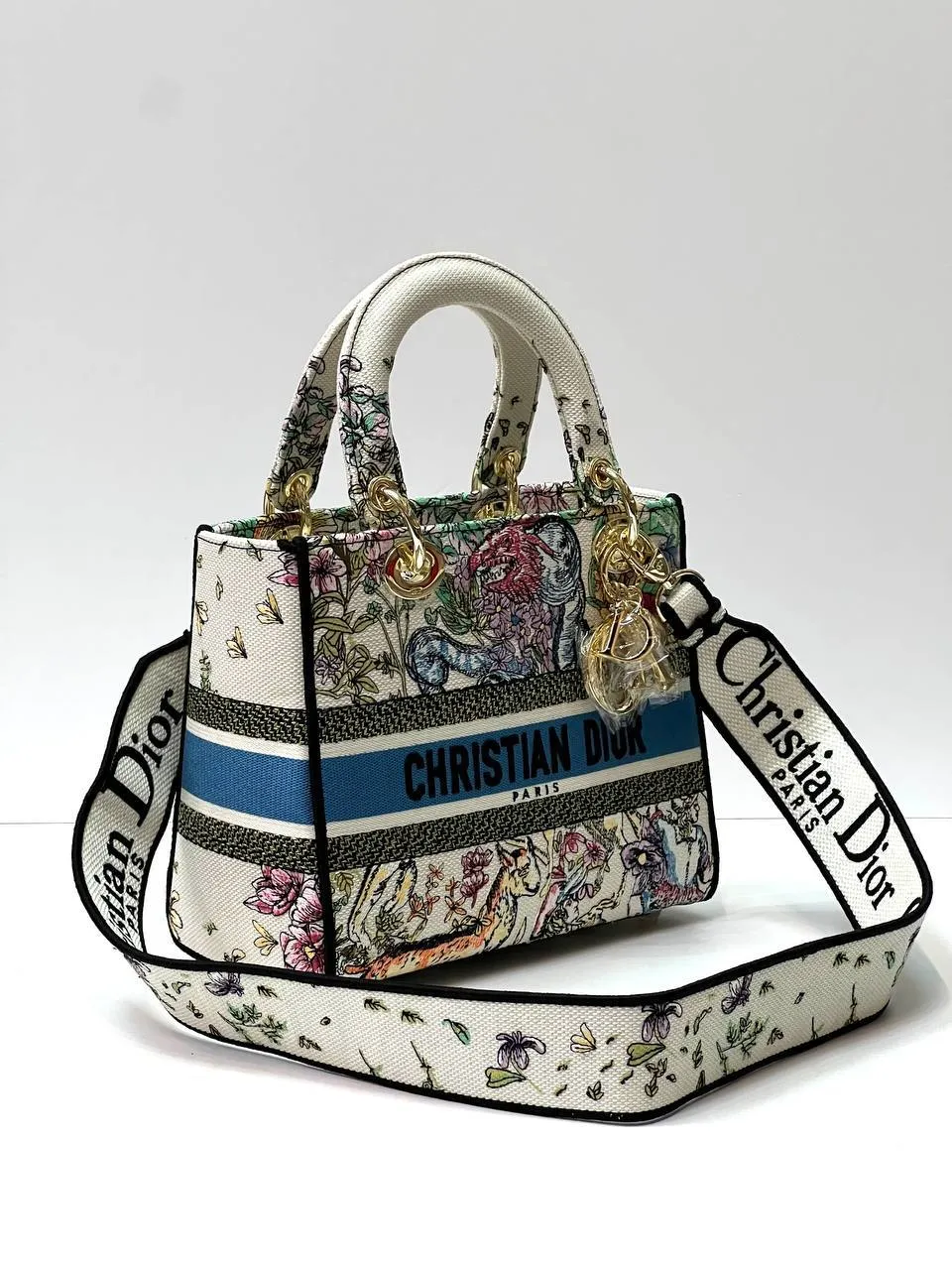 Dior MEDIUM LADY D-LITE BAG Latte Multicolor