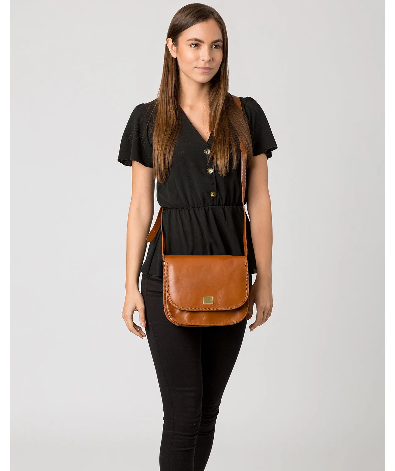 'Empoli' Italian-Inspired Italian Tan Leather Cross-Body Bag