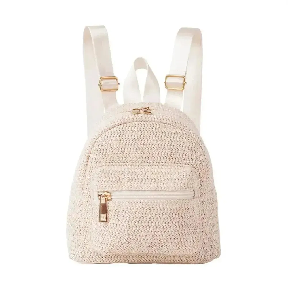 Fashionable Straw Weave Backpack