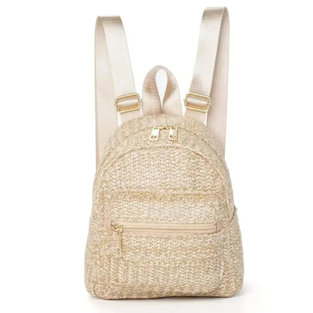 Fashionable Straw Weave Backpack