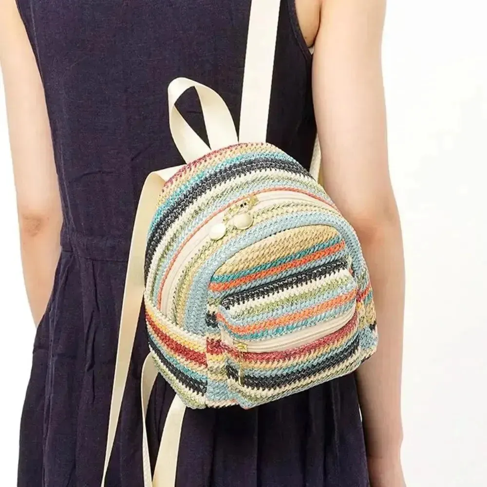 Fashionable Straw Weave Backpack