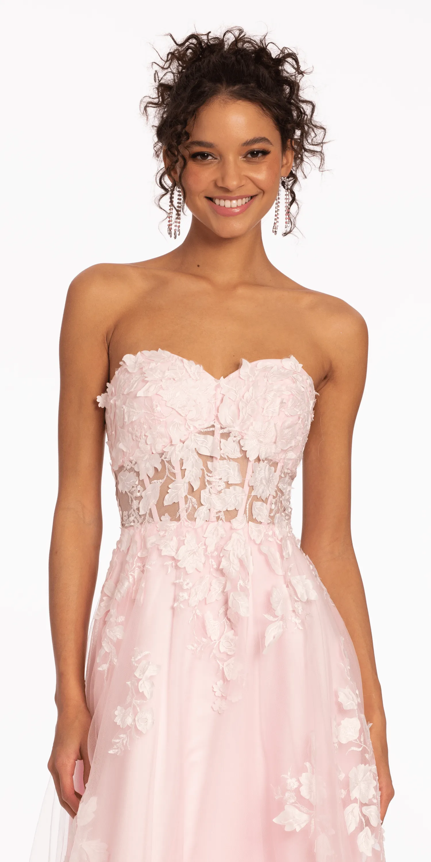 Floral Mesh Applique Corset A-Line Dress