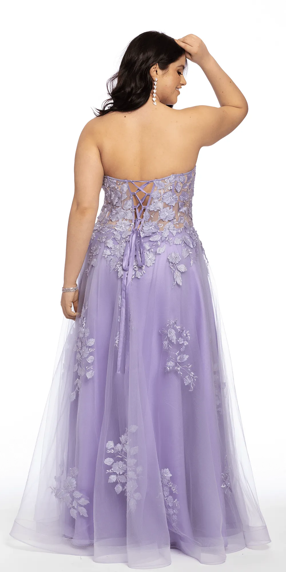 Floral Mesh Applique Corset A-Line Dress