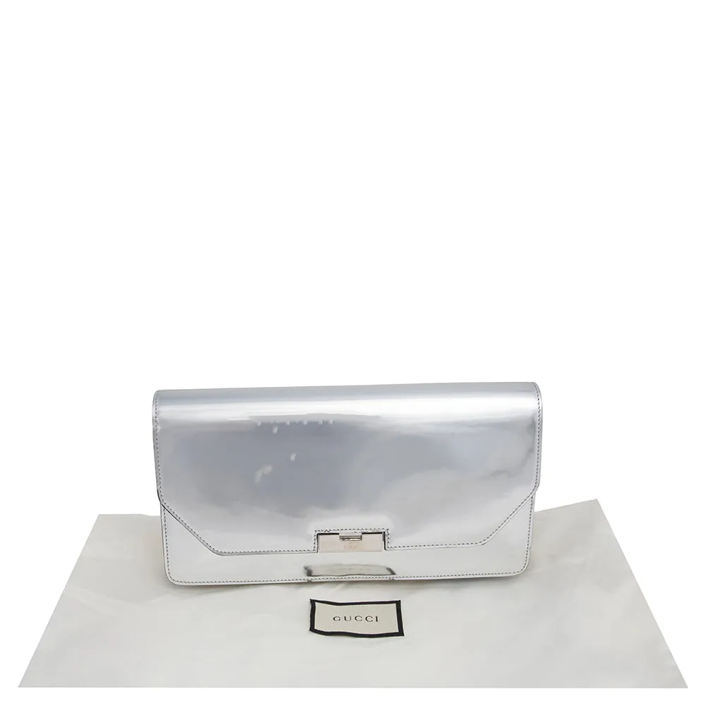 Gucci Metallic Silver Leather 58 Clutch