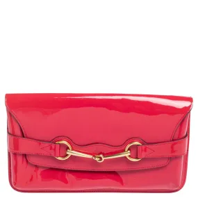 Gucci Pink Patent Leather Bright Bit Clutch