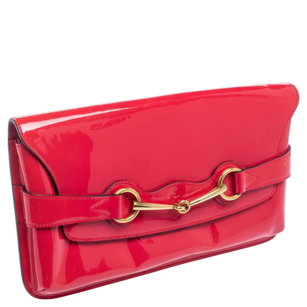 Gucci Pink Patent Leather Bright Bit Clutch