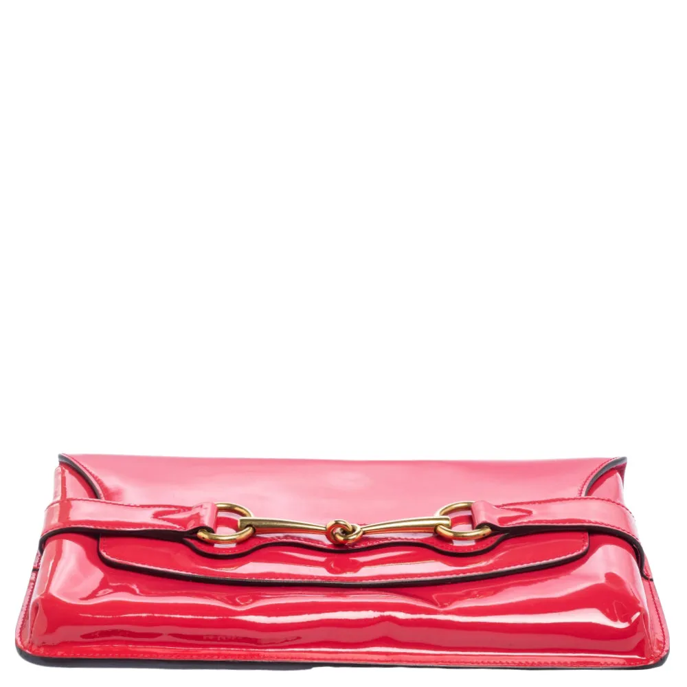 Gucci Pink Patent Leather Bright Bit Clutch