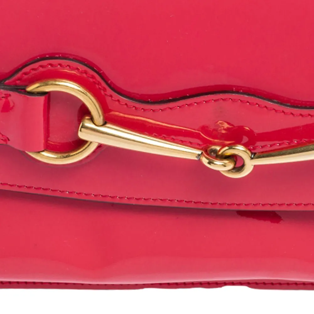 Gucci Pink Patent Leather Bright Bit Clutch