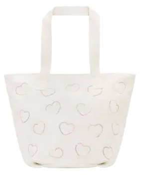 Heart Embroidered Terry Tote