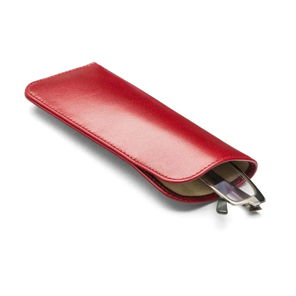 Large Leather Glasses Case - Red