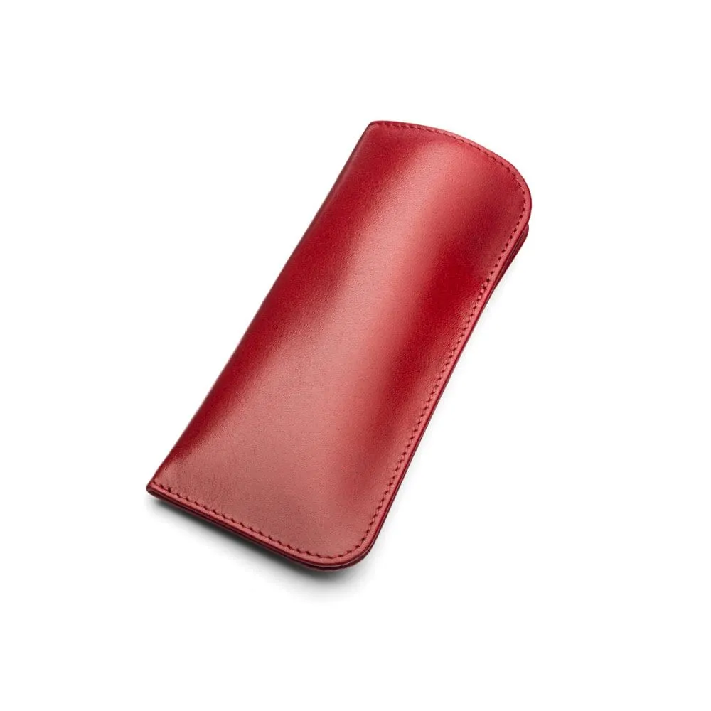 Large Leather Glasses Case - Red