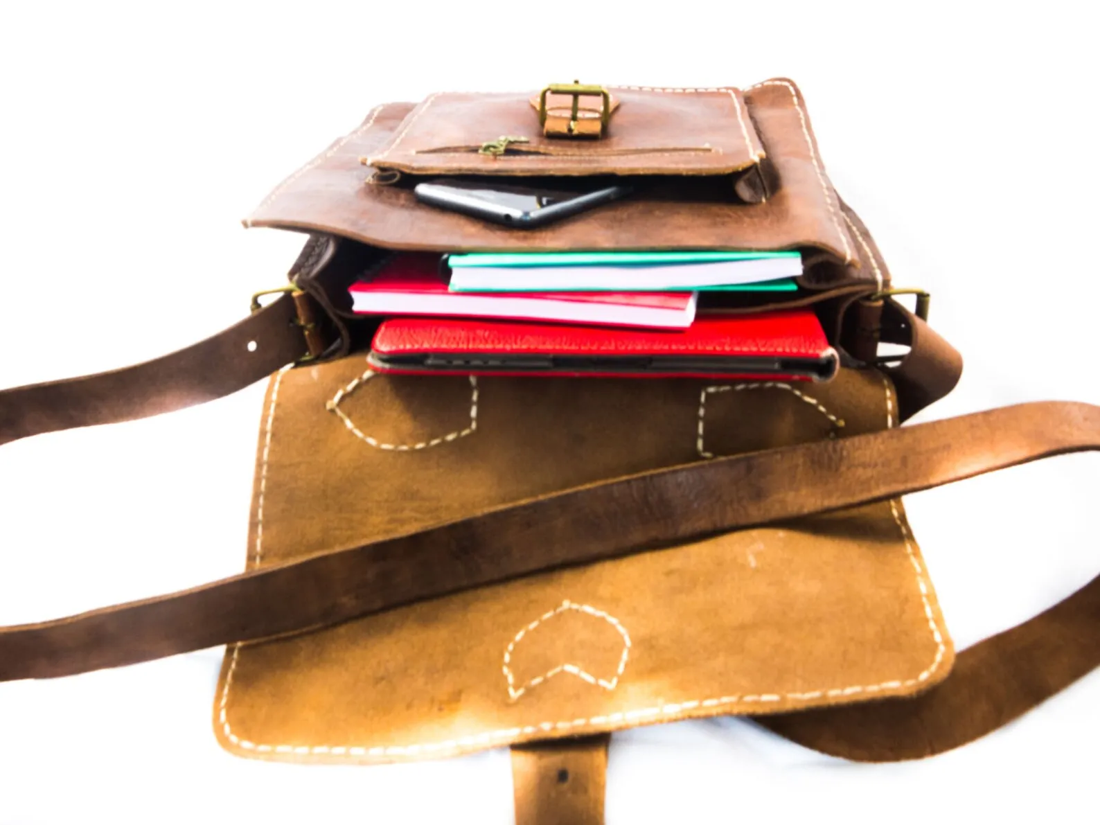 Leather Vertical Briefcase - Casablanca - Brown