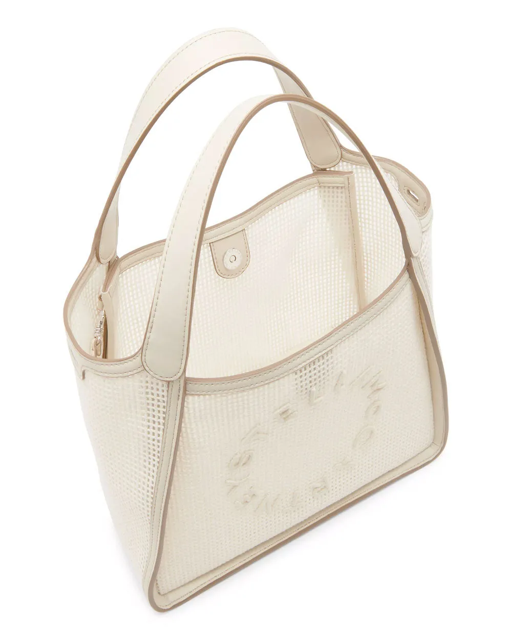 Logo Eco Embroidered Mesh Bag in Magnolia