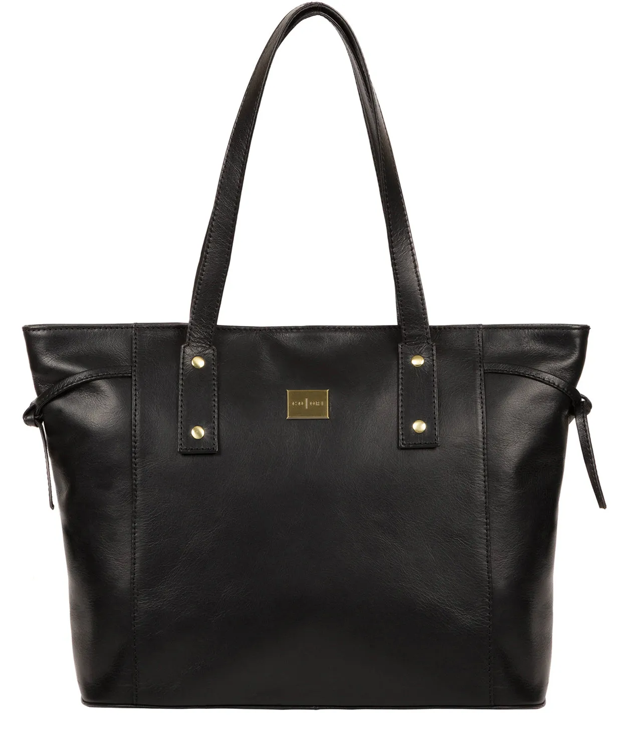 'Mazara' Italian-Inspired Black Leather Tote Bag