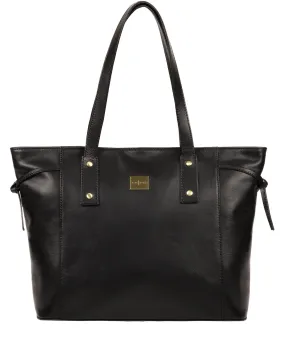 'Mazara' Italian-Inspired Black Leather Tote Bag