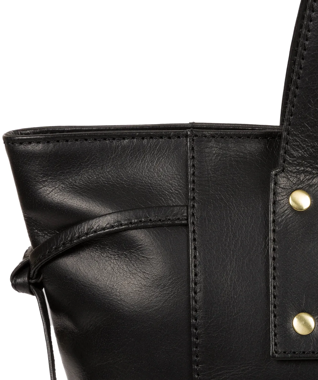 'Mazara' Italian-Inspired Black Leather Tote Bag