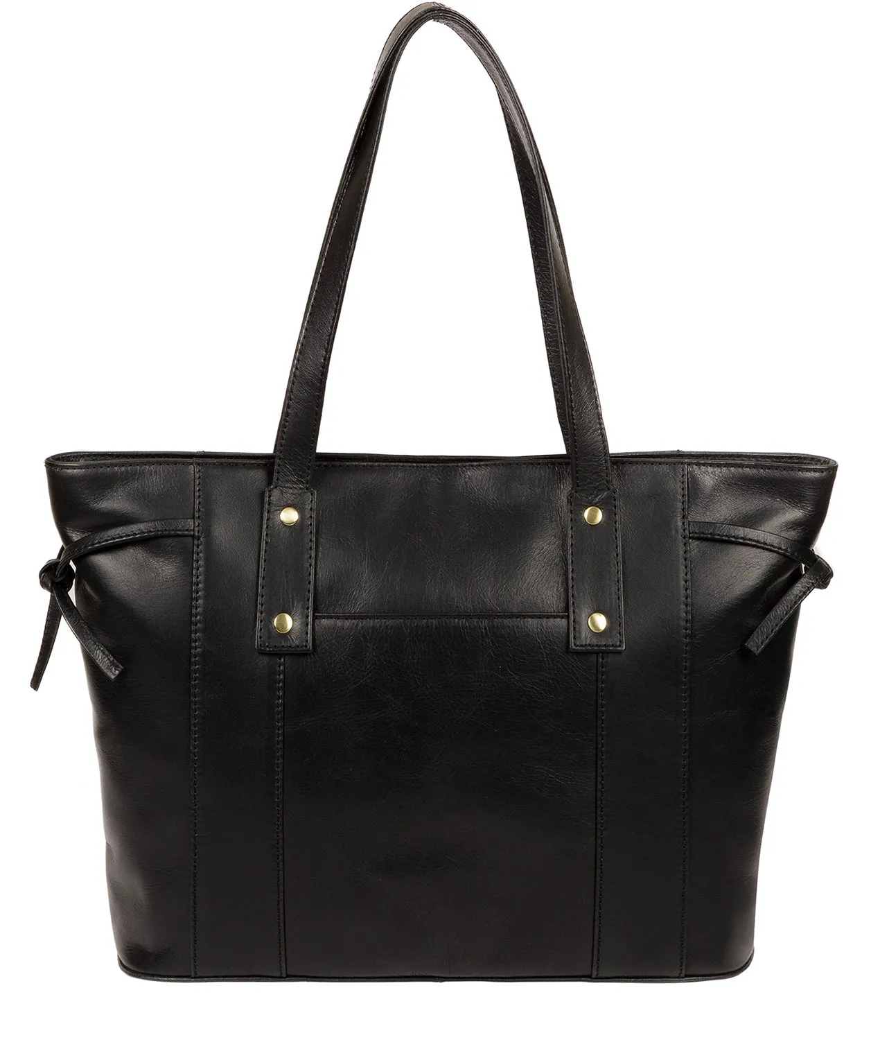 'Mazara' Italian-Inspired Black Leather Tote Bag