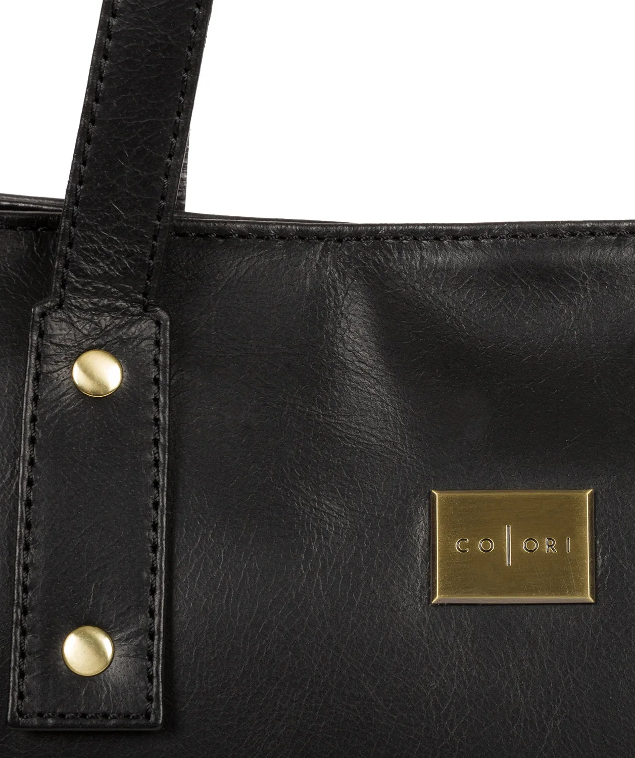 'Mazara' Italian-Inspired Black Leather Tote Bag