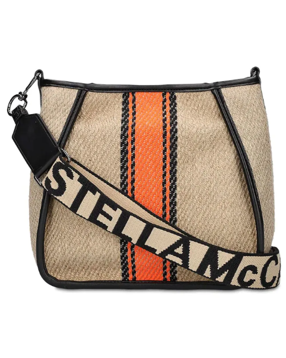 Mini Linen Striped Logo Crossbody in Natural