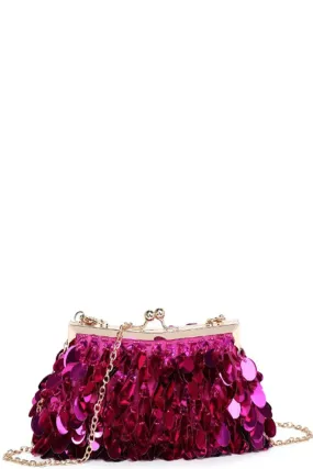 Pink All Over Circular Mirror Discs Ariana Evening Bag