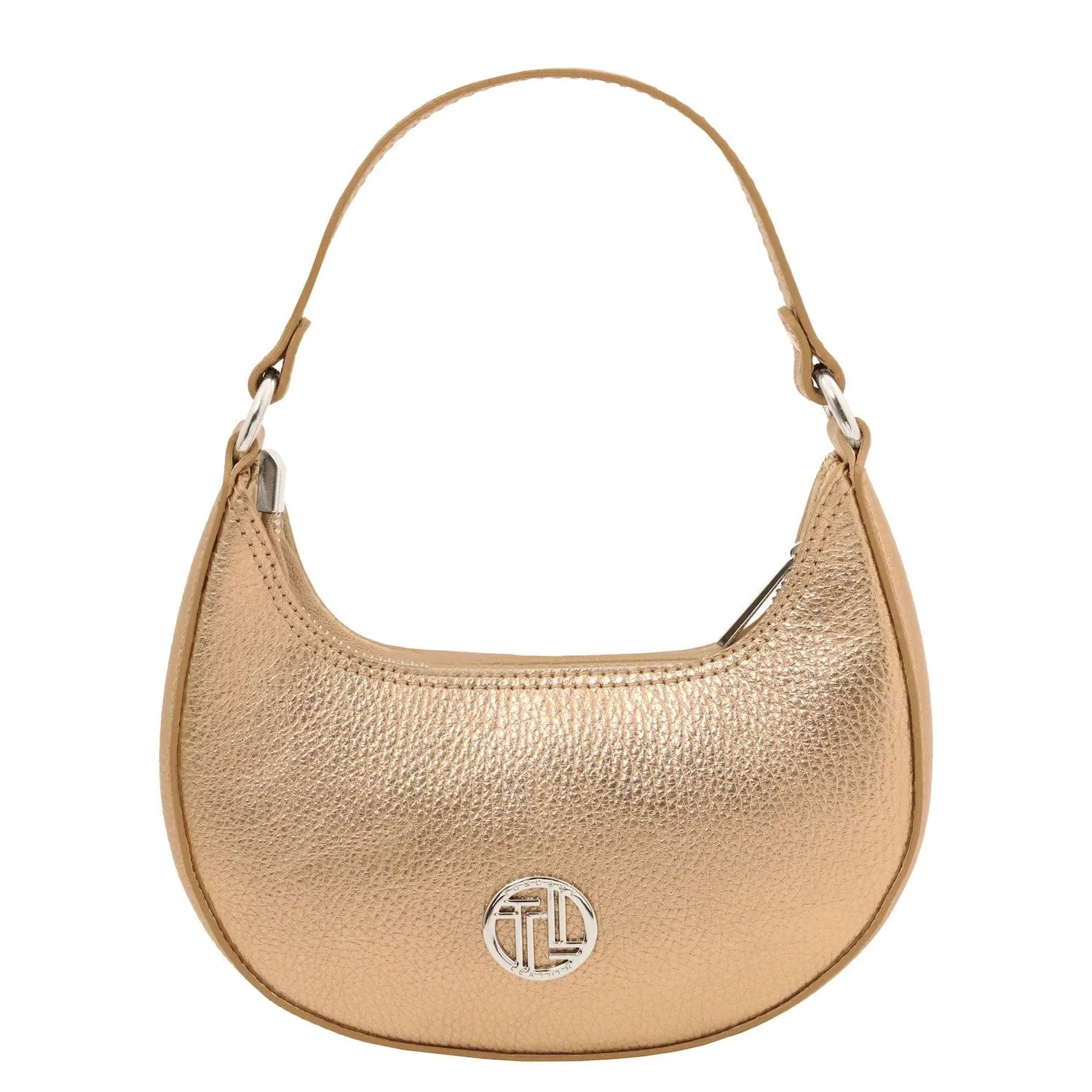 Pixie - Metallic Leather Mini Crescent Bag With Chain Strap | TL142413