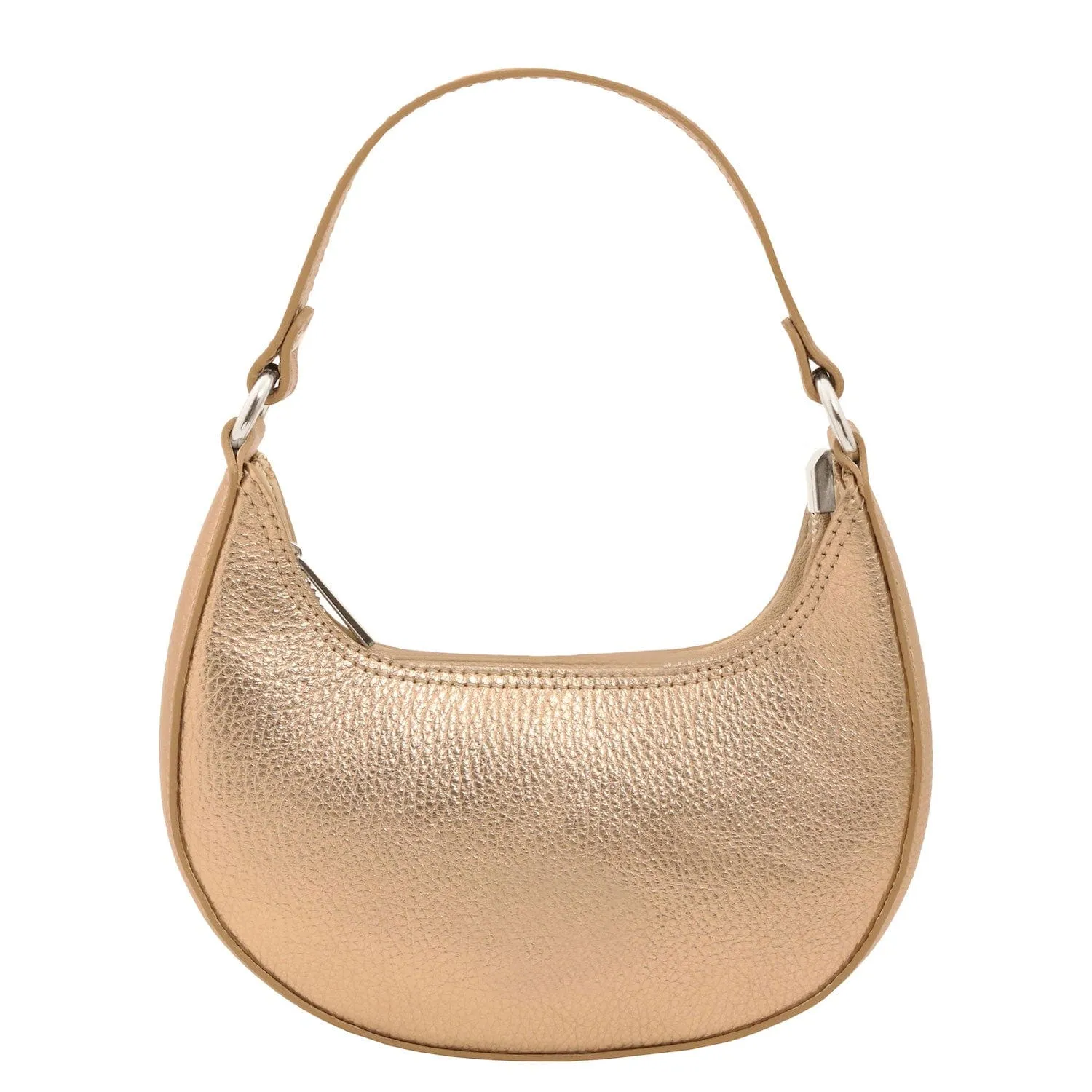 Pixie - Metallic Leather Mini Crescent Bag With Chain Strap | TL142413